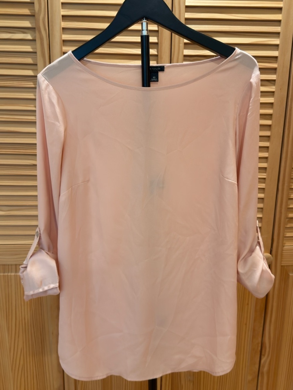 Light Blush Roll-Sleeve Blouse